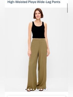 Old Navy Olive Wide-Leg High-Waist Pants